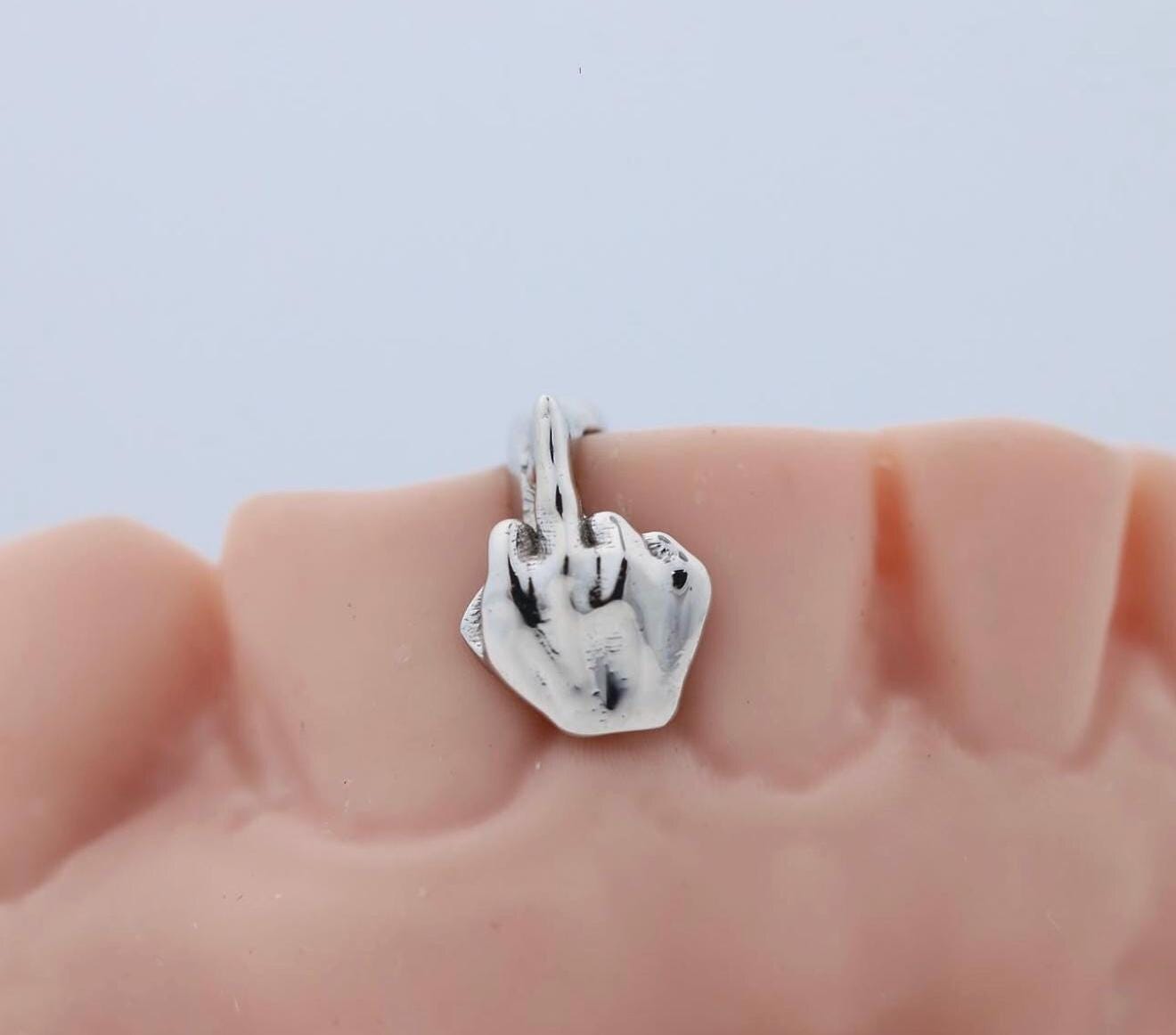 Middle Finger Grillz: Custom Sterling Silver Tooth Cap - Bold Statement Jewelry