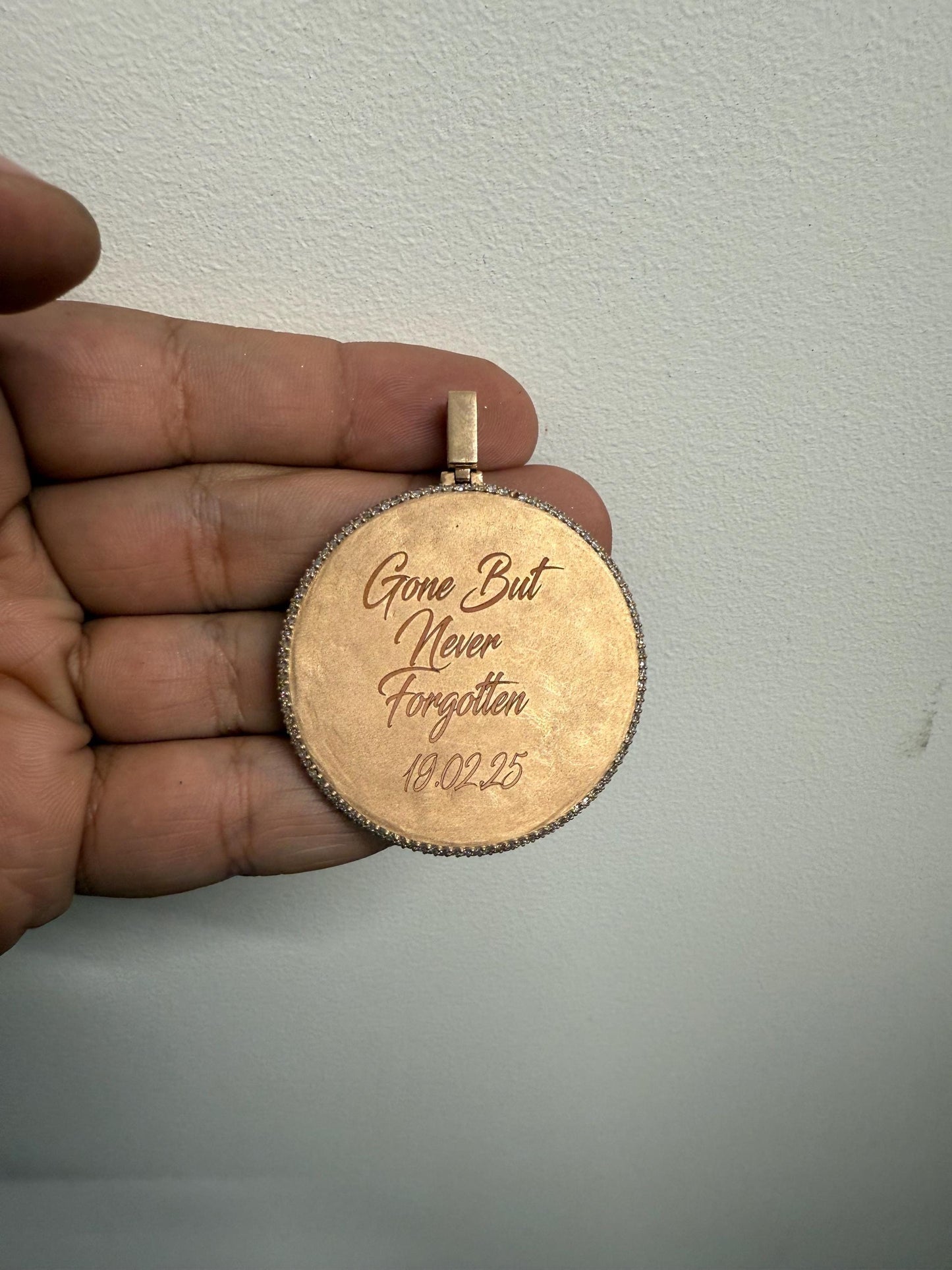 Custom Photo Memory Pendant • Round Moissanite Halo • 925 Silver / 9K-14K Gold • Personalized Keepsake Gift