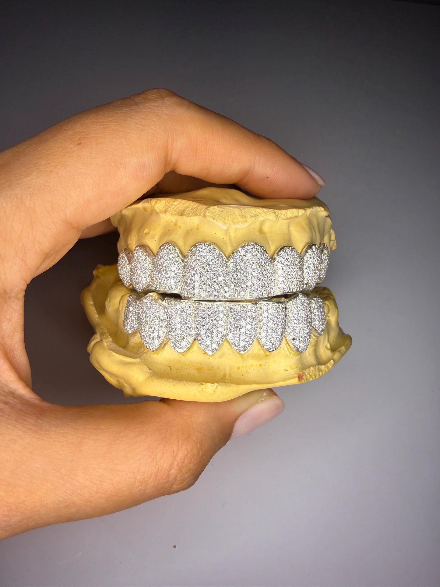 Custom Iced Grillz: VVS Moissanite, Sterling Silver or Gold