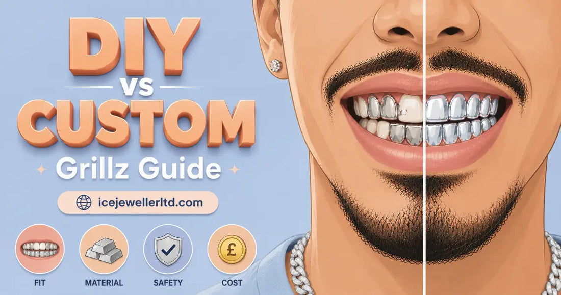 DIY grillz kits vs custom professional grillz comparison – fit, materials and cost guide by Ice Jeweller UK