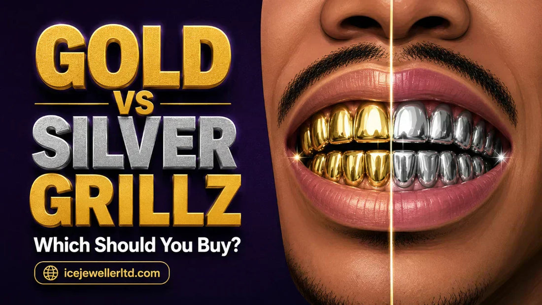 Gold grillz vs silver grillz UK comparison – which should you buy – Ice Jeweller London