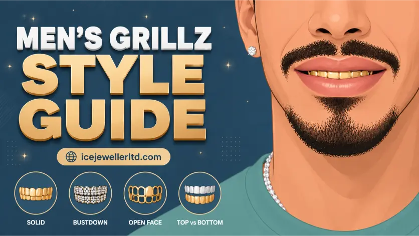 Men's grillz styles UK guide – solid, bustdown, open face and how to choose, Ice Jeweller