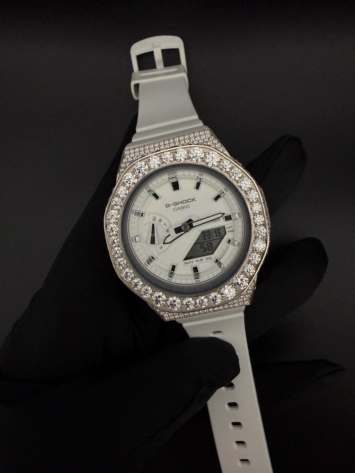 icedout watch, Gshock Bustdown vvs1 Moissanite raise pointers diamond watch