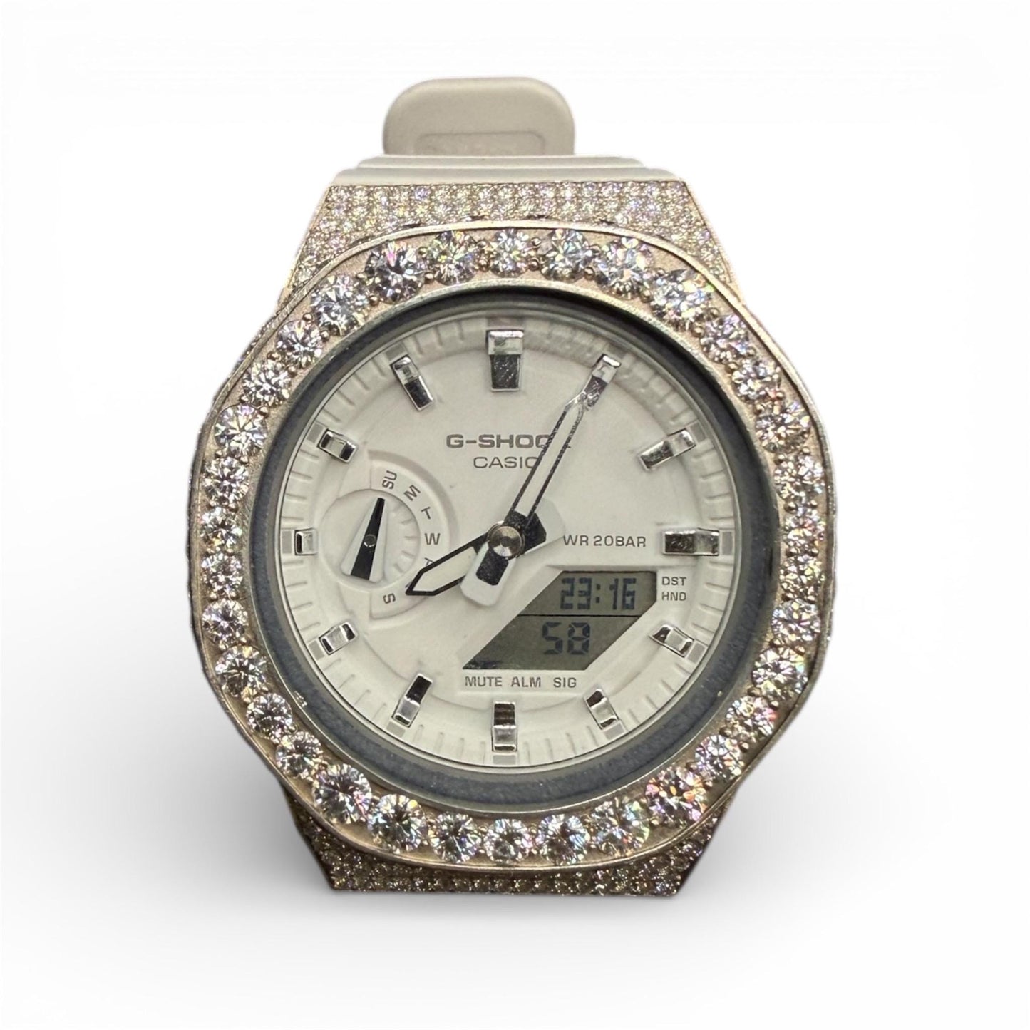 icedout watch, Gshock Bustdown vvs1 Moissanite raise pointers diamond watch