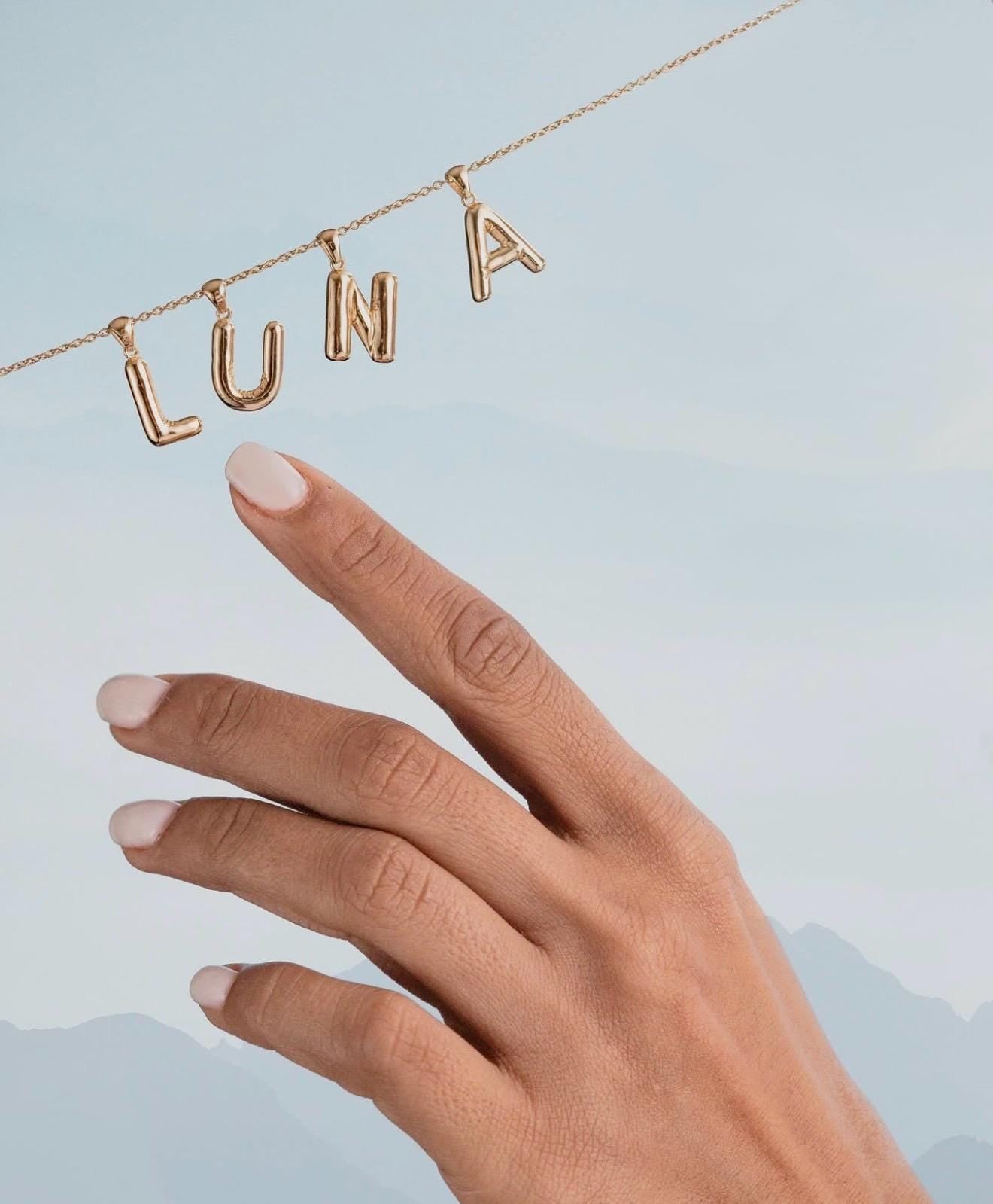 9K Gold Balloon Letter Pendant – Alphabet Initial Charm, Personalized Jewelry Gift, Without Chain