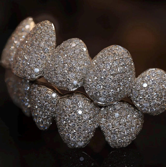 Custom Bustdown Grillz: Hand-Set Lab Diamonds, Silver or Gold