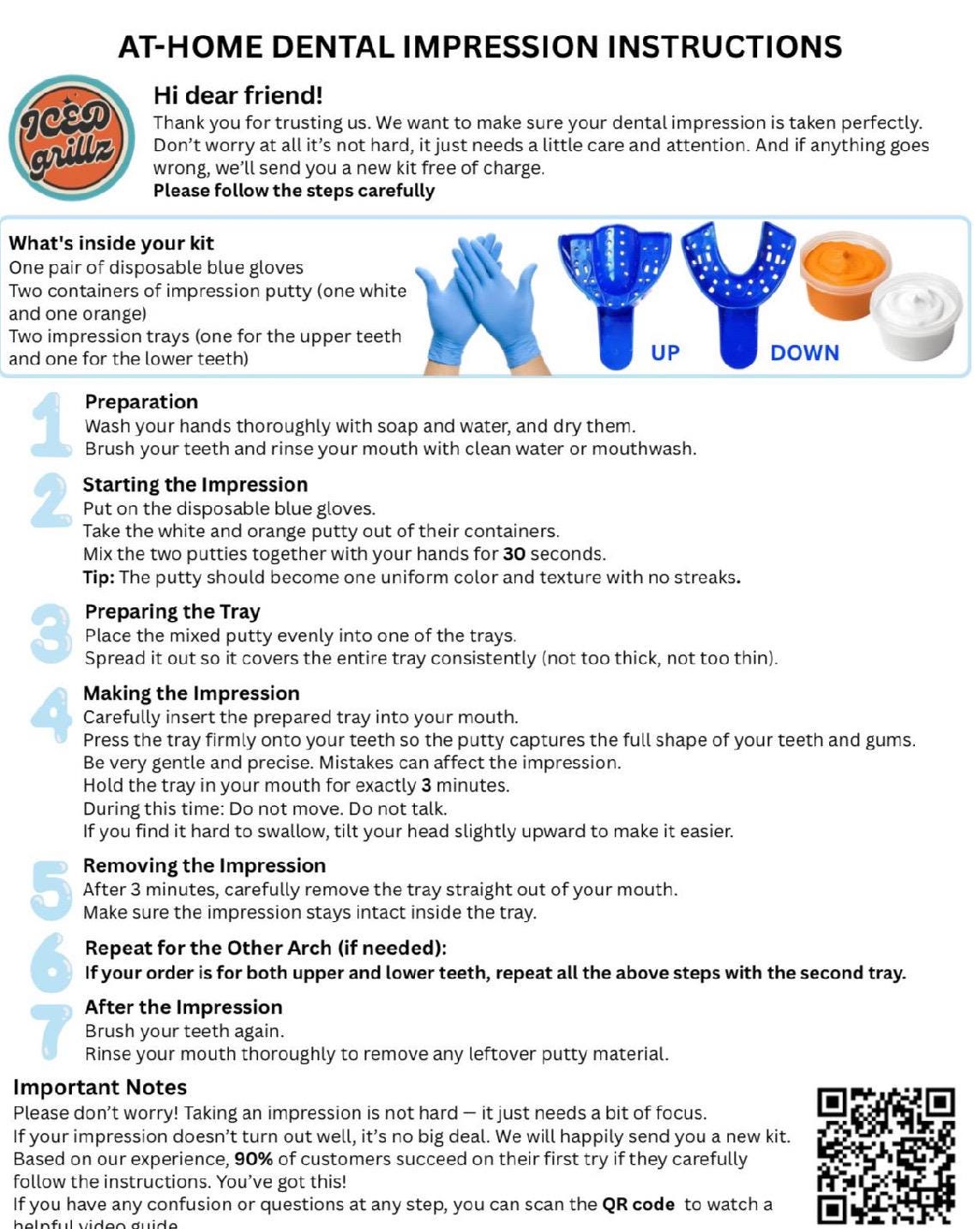 Custom Grillz Impression Kit: DIY Mold, Trays, Gloves