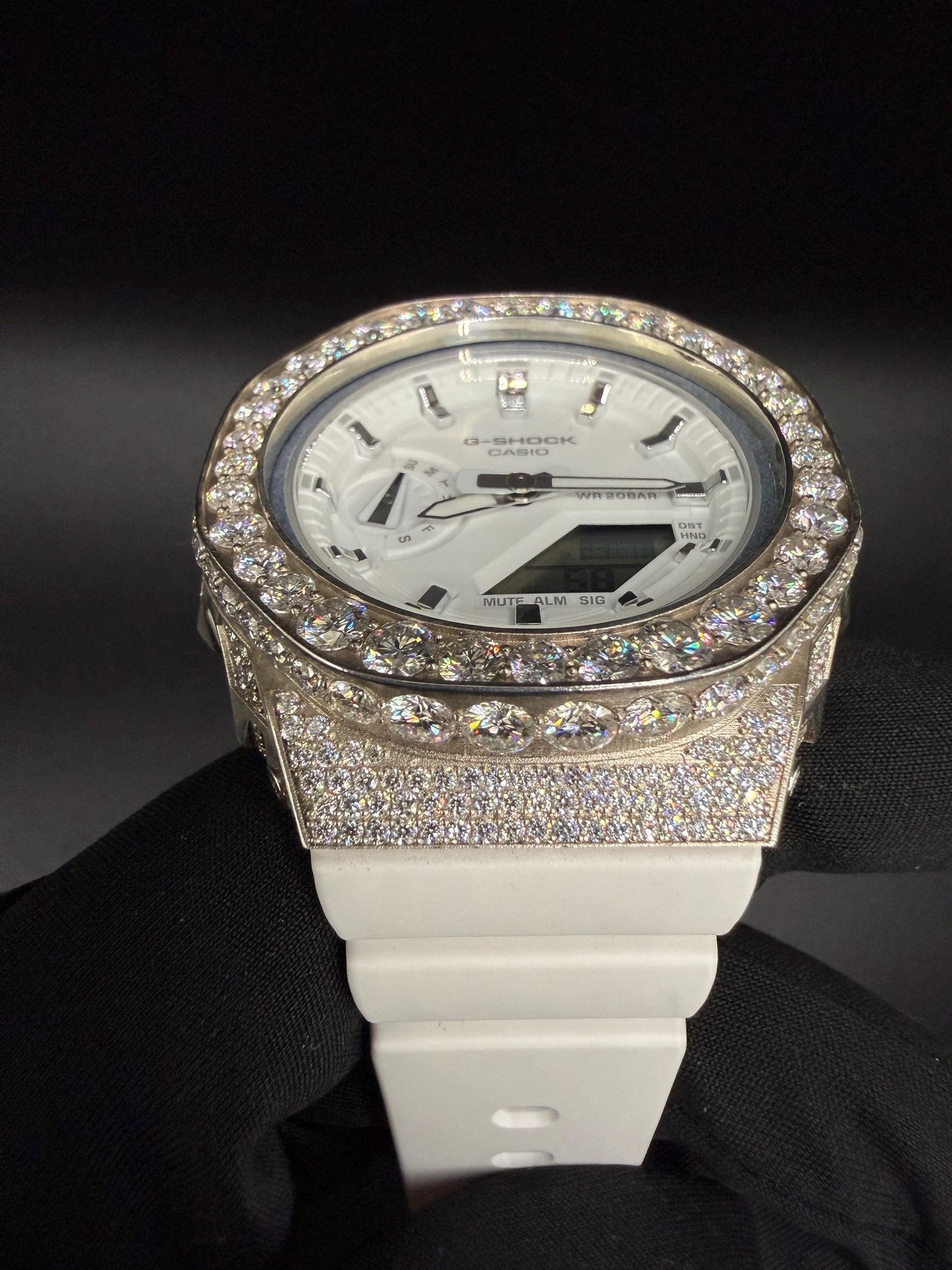 icedout watch, Gshock Bustdown vvs1 Moissanite raise pointers diamond watch