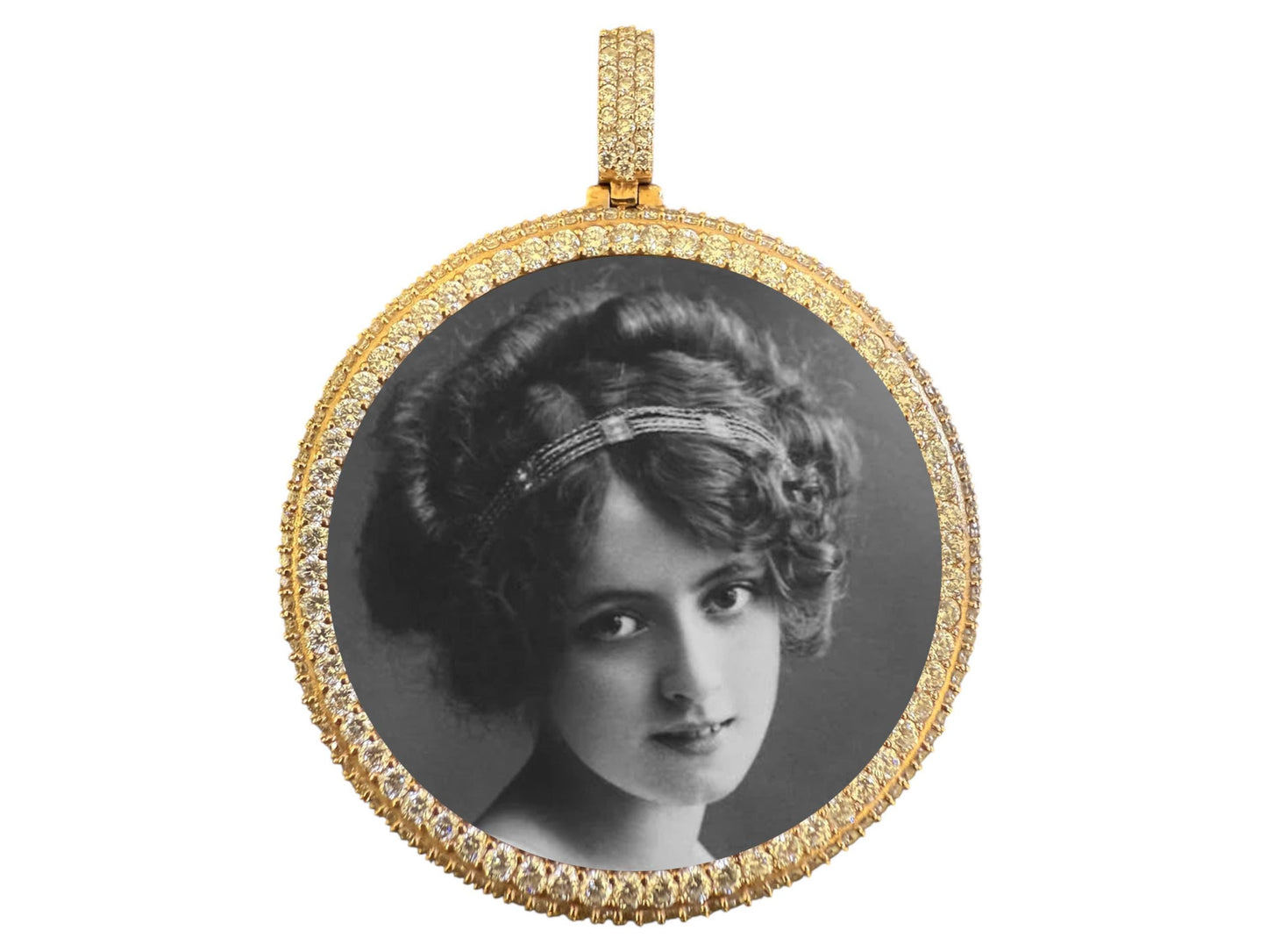 Custom Photo Memory Pendant • Round Moissanite Halo • 925 Silver / 9K-14K Gold • Personalized Keepsake Gift