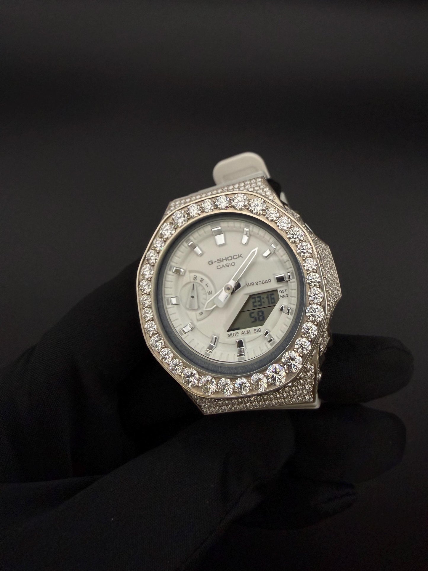 icedout watch, Gshock Bustdown vvs1 Moissanite raise pointers diamond watch