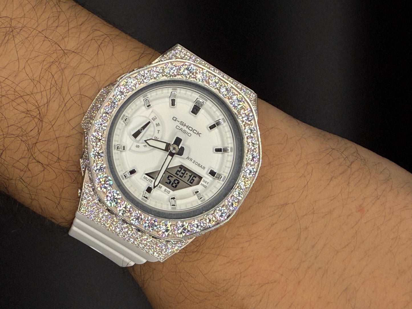 icedout watch, Gshock Bustdown vvs1 Moissanite raise pointers diamond watch