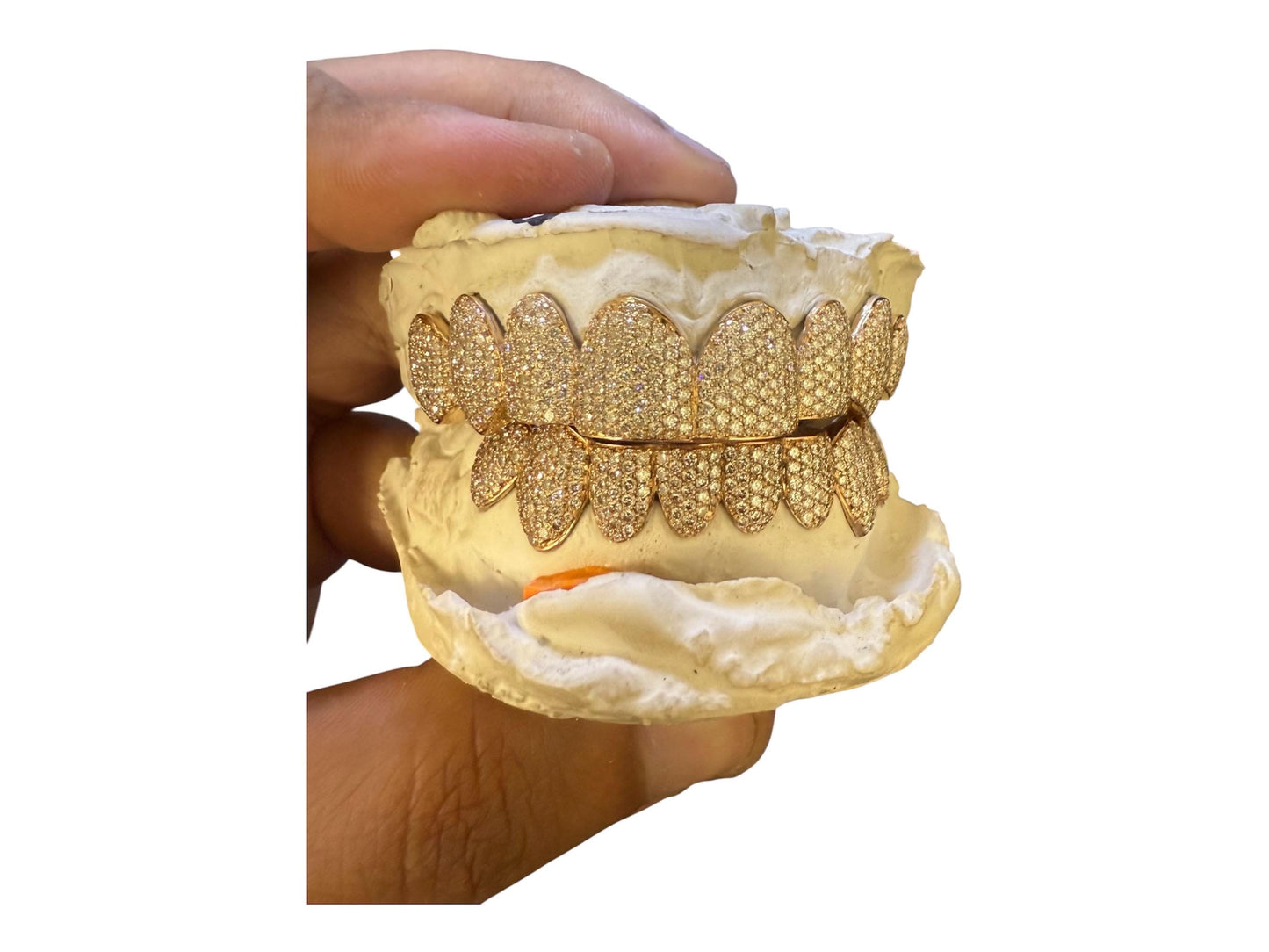 Custom Iced Grillz: VVS Moissanite, Sterling Silver