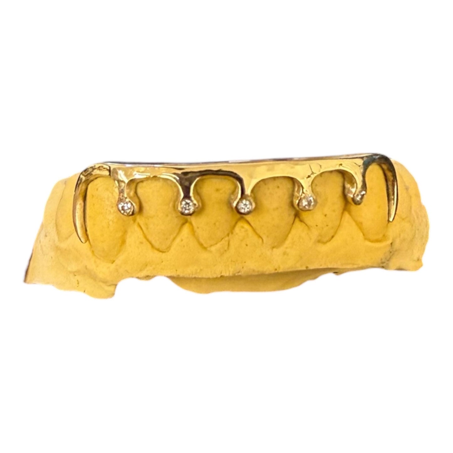 Drip Style Grillz – 6 Teeth Set | Lab VVS Diamonds | Silver or Gold | Custom Made
