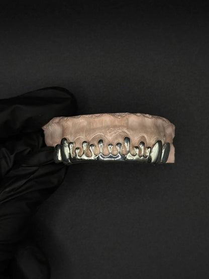 Custom Handmade Dripped Style Sterling Silver Grillz with precision handcrafted drip design