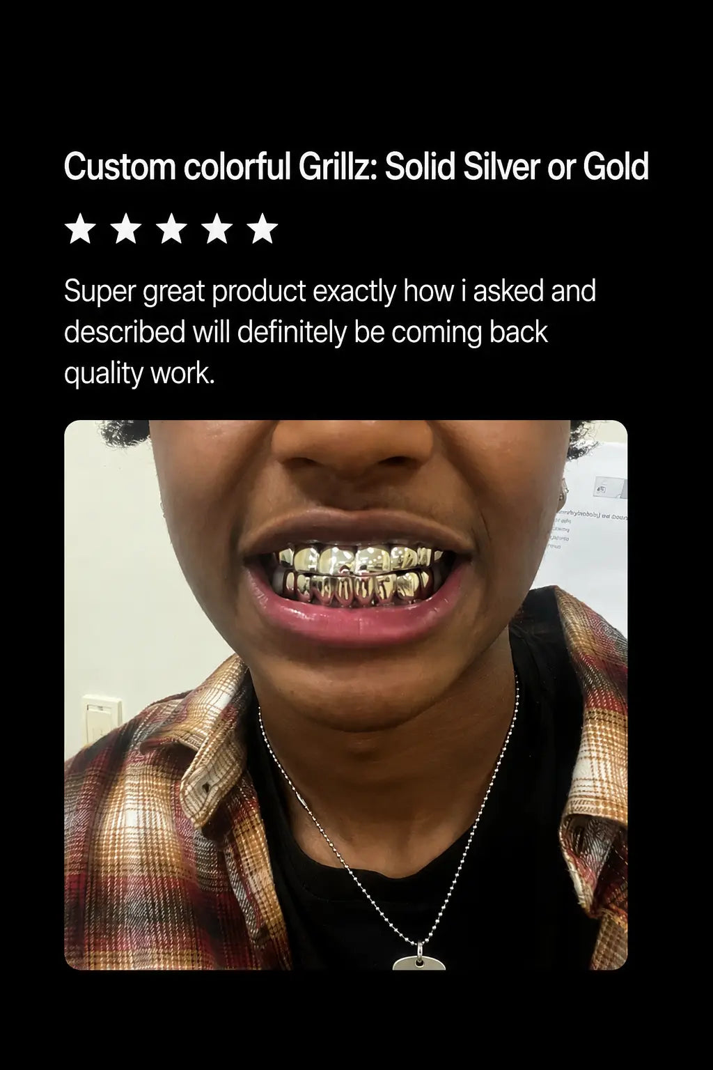 Five-star customer testimonial showing satisfaction with ICE JEWELLER craftsmanship
