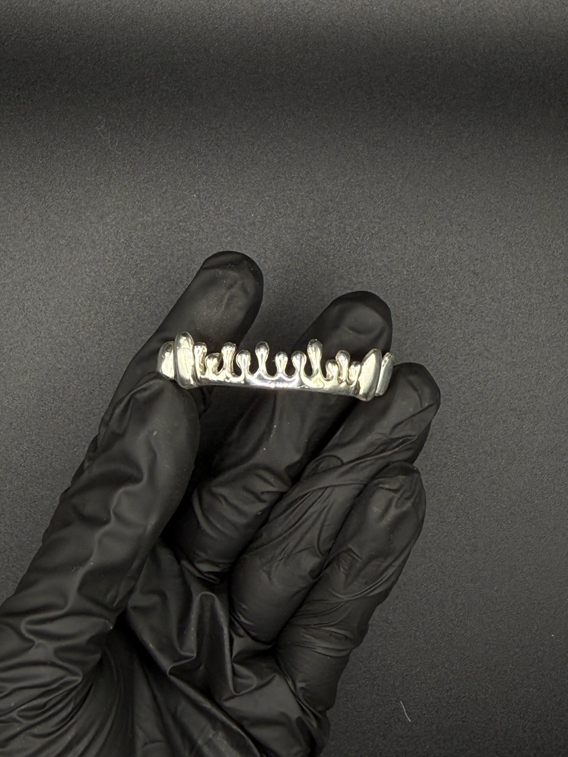 Luxury Custom Sterling Silver Dripped Style Grillz handmade in London with custom precision fit