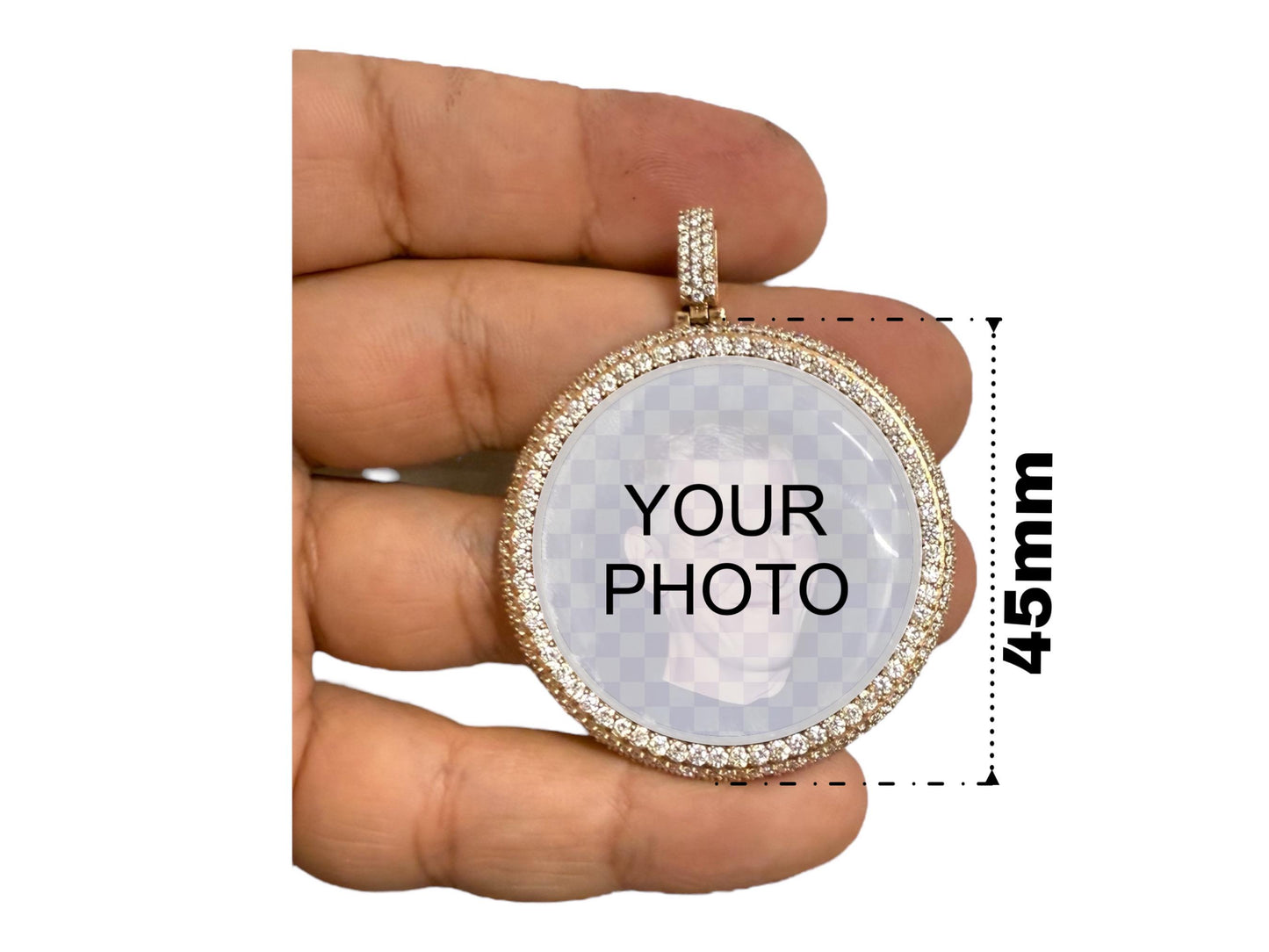 Custom Photo Memory Pendant • Round Moissanite Halo • 925 Silver / 9K-14K Gold • Personalized Keepsake Gift