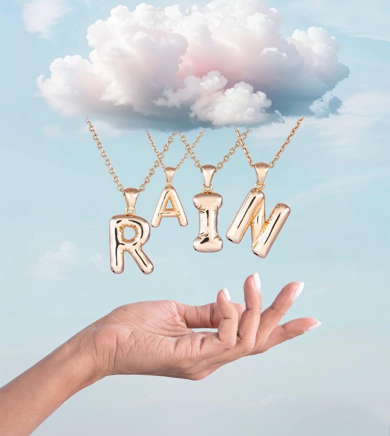 9K Gold Balloon Letter Pendant – Alphabet Initial Charm, Personalized Jewelry Gift, Without Chain