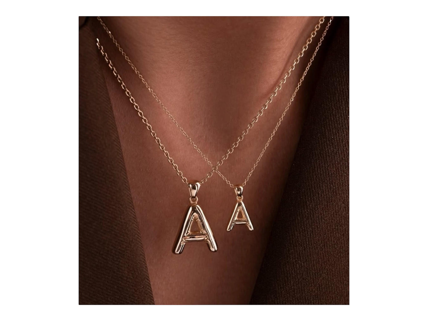 9K Gold Balloon Letter Pendant – Alphabet Initial Charm, Personalized Jewelry Gift, Without Chain