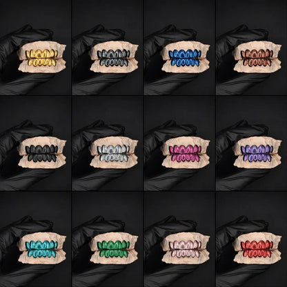 Custom Colorful Grillz – Solid Silver & Gold Precision Fit Grillz | Red, Blue, Green, Black, ...