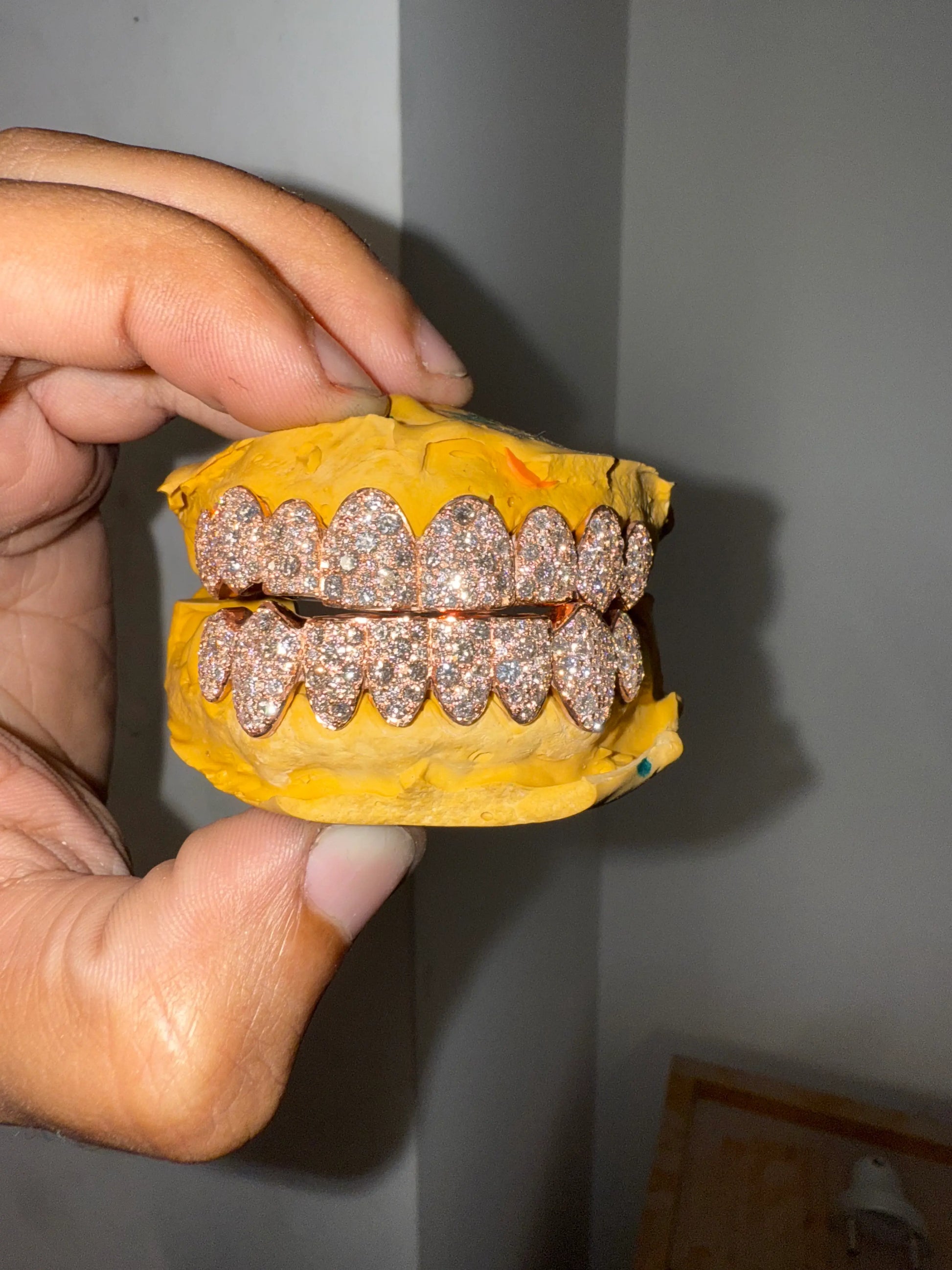 Luxury custom moissanite bustdown grillz with brilliant iced out shine