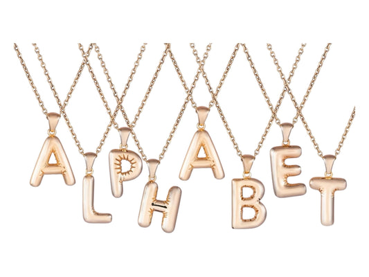 9K Gold Balloon Letter Pendant – Alphabet Initial Charm, Personalized Jewelry Gift, Without Chain