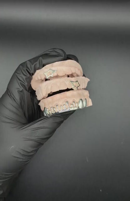 Custom star shape grillz silver and gold high polish luxury fast shipping video